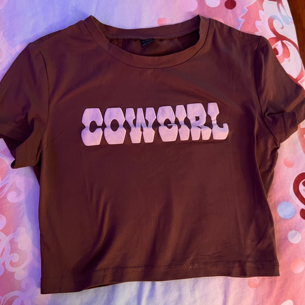 brown cowgirl top baby tee